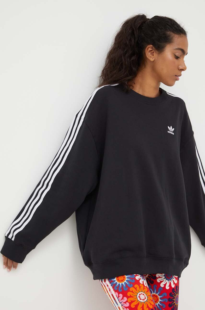 adidas Originals Bavlněná mikina dámská černá barva s aplikací - Pepit.cz