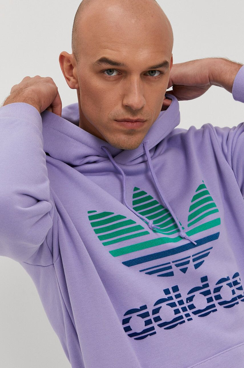 adidas Originals Bavlněná mikina pánská růžová barva s potiskem - Pepit.cz