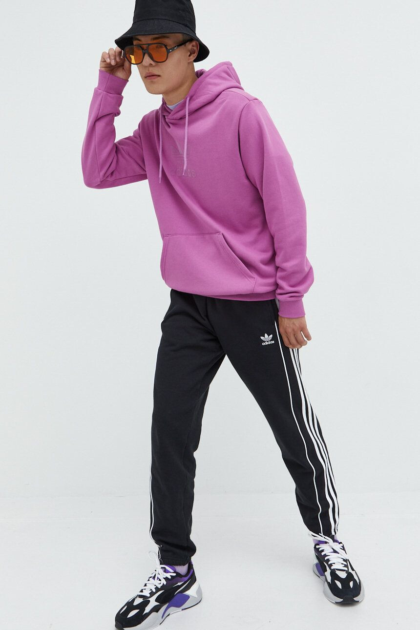 adidas Originals Bavlněná mikina pánská růžová barva s potiskem - Pepit.cz