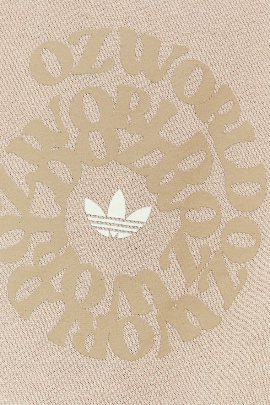 adidas Originals Bavlněná mikina pánská béžová barva s potiskem - Pepit.cz