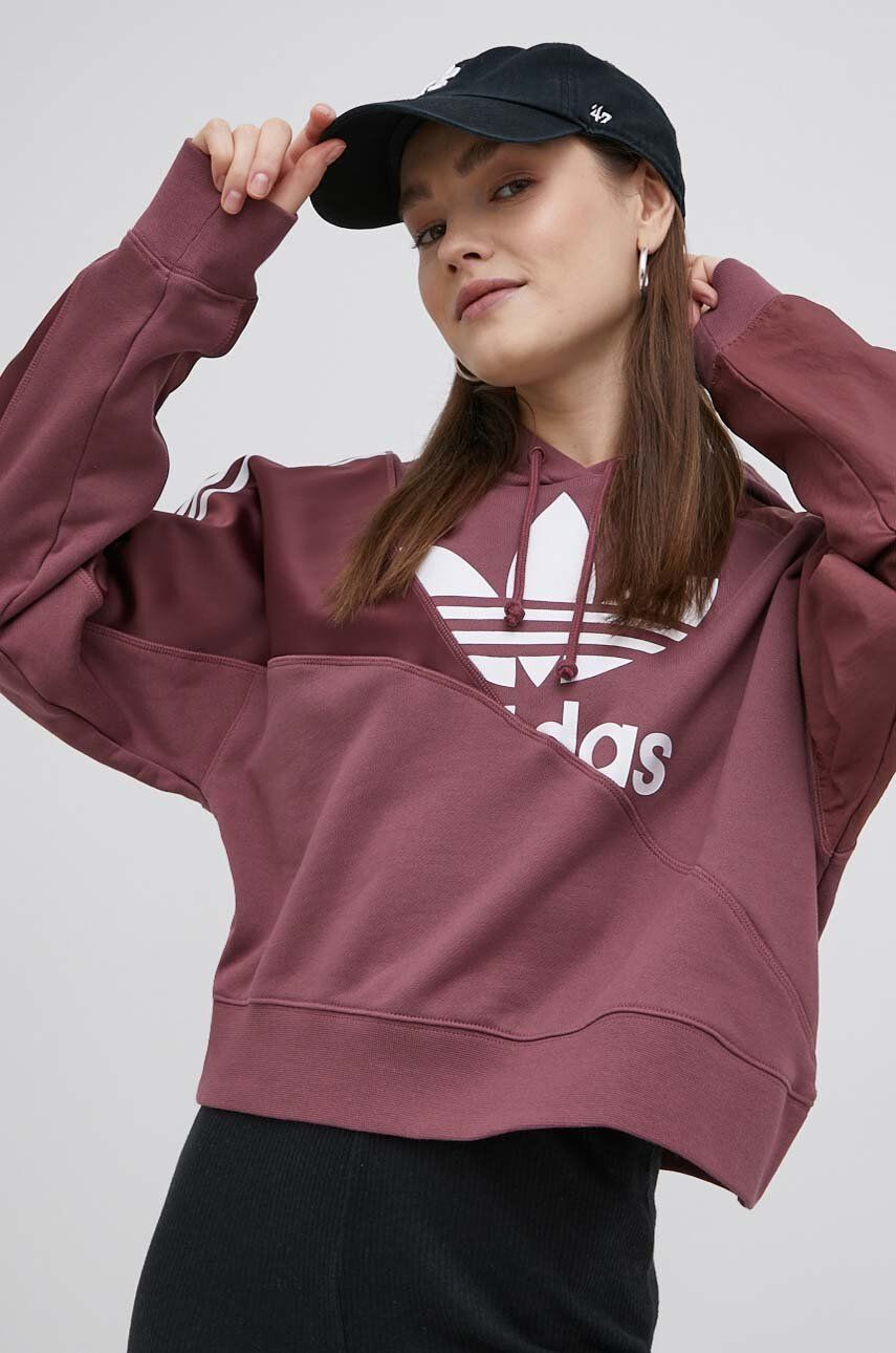 adidas Originals Bavlněná mikina dámská růžová barva s potiskem HC7035-QUICRI - Pepit.cz