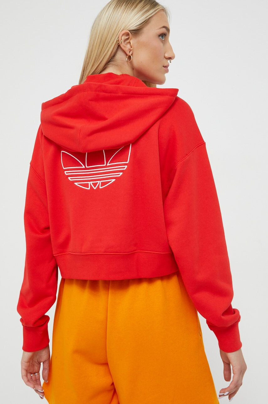 adidas Originals Bavlněná mikina dámská červená barva s potiskem - Pepit.cz