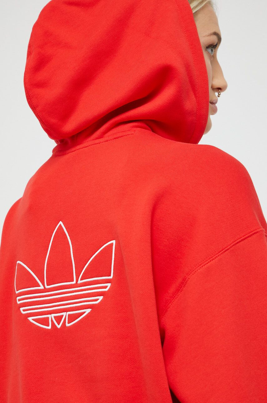 adidas Originals Bavlněná mikina dámská červená barva s potiskem - Pepit.cz