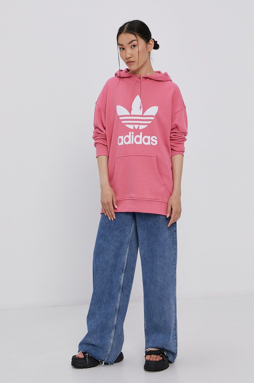 adidas Originals Bavlněná mikina dámská žlutá barva s potiskem - Pepit.cz