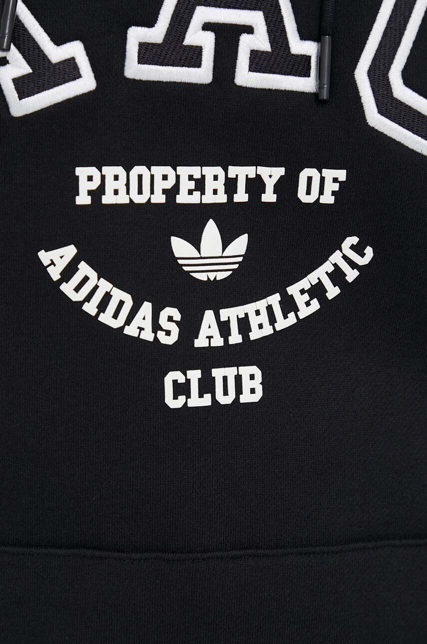 adidas Originals Bavlněná mikina pánská černá barva s kapucí s aplikací - Pepit.cz