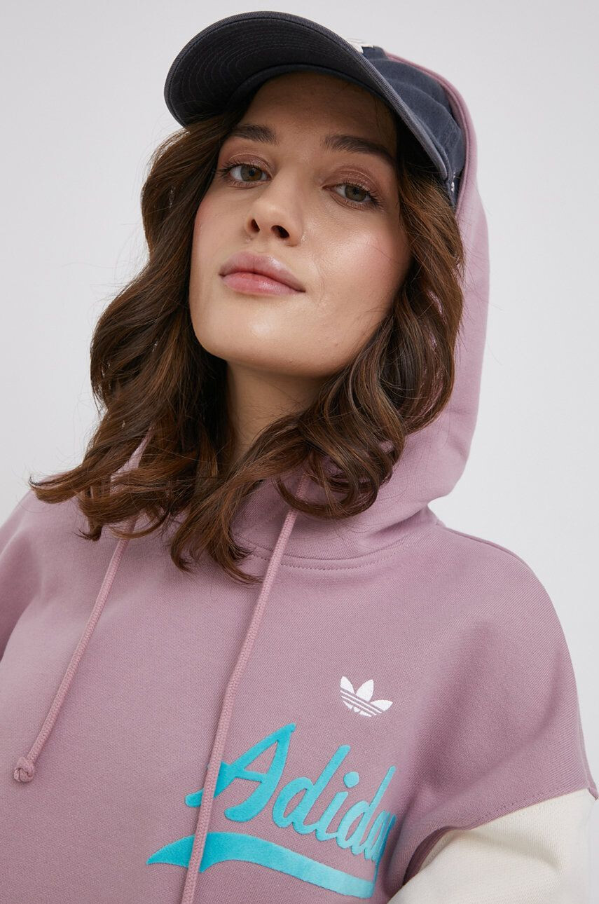 adidas Originals Bavlněná mikina HD9784 dámská růžová barva s aplikací HD9784-MAGM/WHI - Pepit.cz