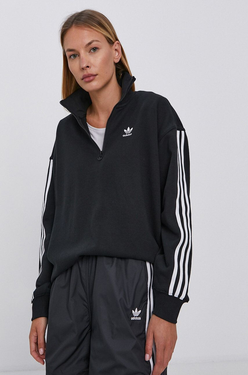 adidas Originals Bavlněná mikina dámská černá barva hladká - Pepit.cz