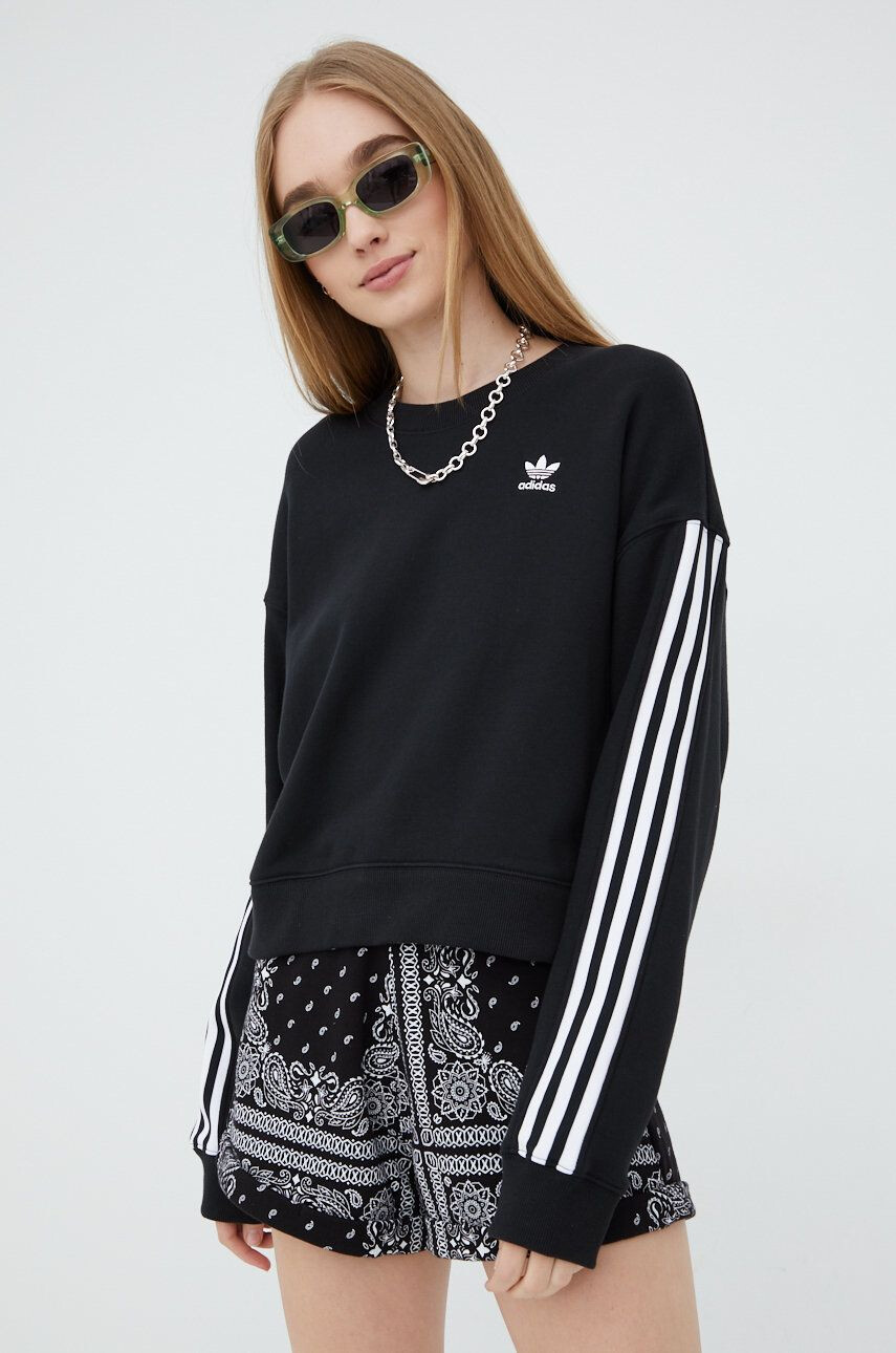 adidas Originals Bavlněná mikina Adicolor HC2064 dámská černá barva s aplikací HC2064-BLACK - Pepit.cz