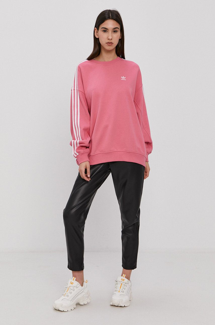 adidas Originals Bavlněná mikina H33542 dámská růžová barva hladká - Pepit.cz