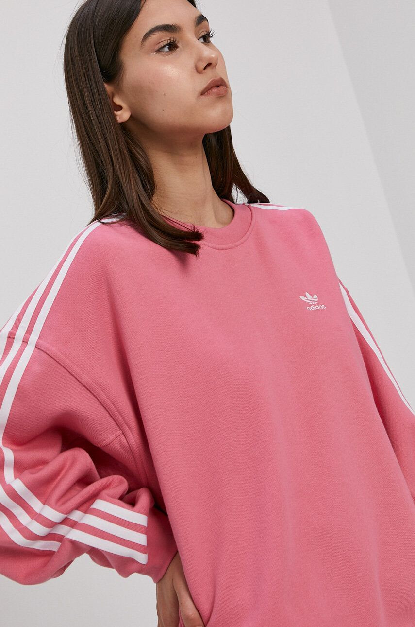 adidas Originals Bavlněná mikina H33542 dámská růžová barva hladká - Pepit.cz