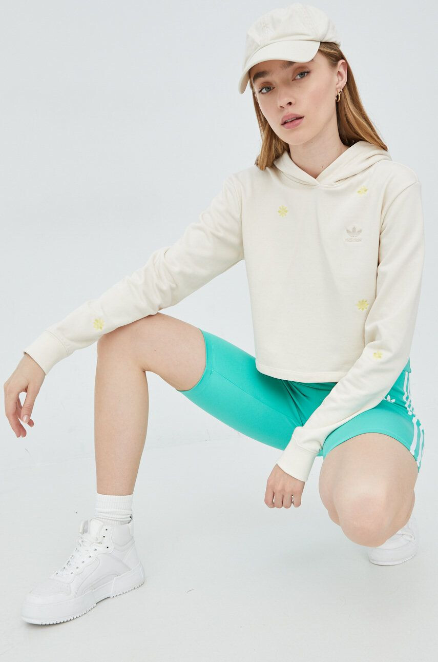 adidas Originals Bavlněná mikina HD2774 dámská béžová barva s aplikací - Pepit.cz