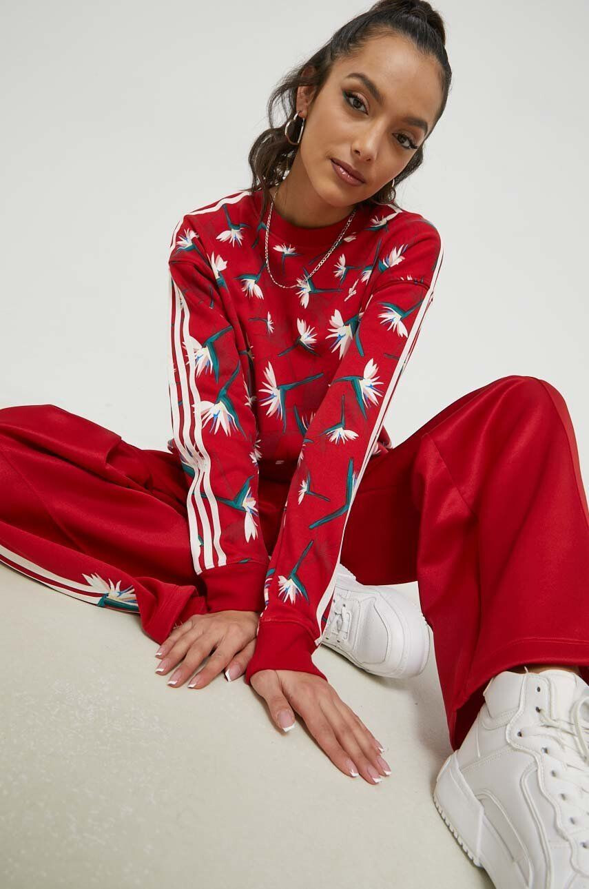 adidas Originals Bavlněná mikina X Thebe Magugu dámská červená barva vzorovaná - Pepit.cz