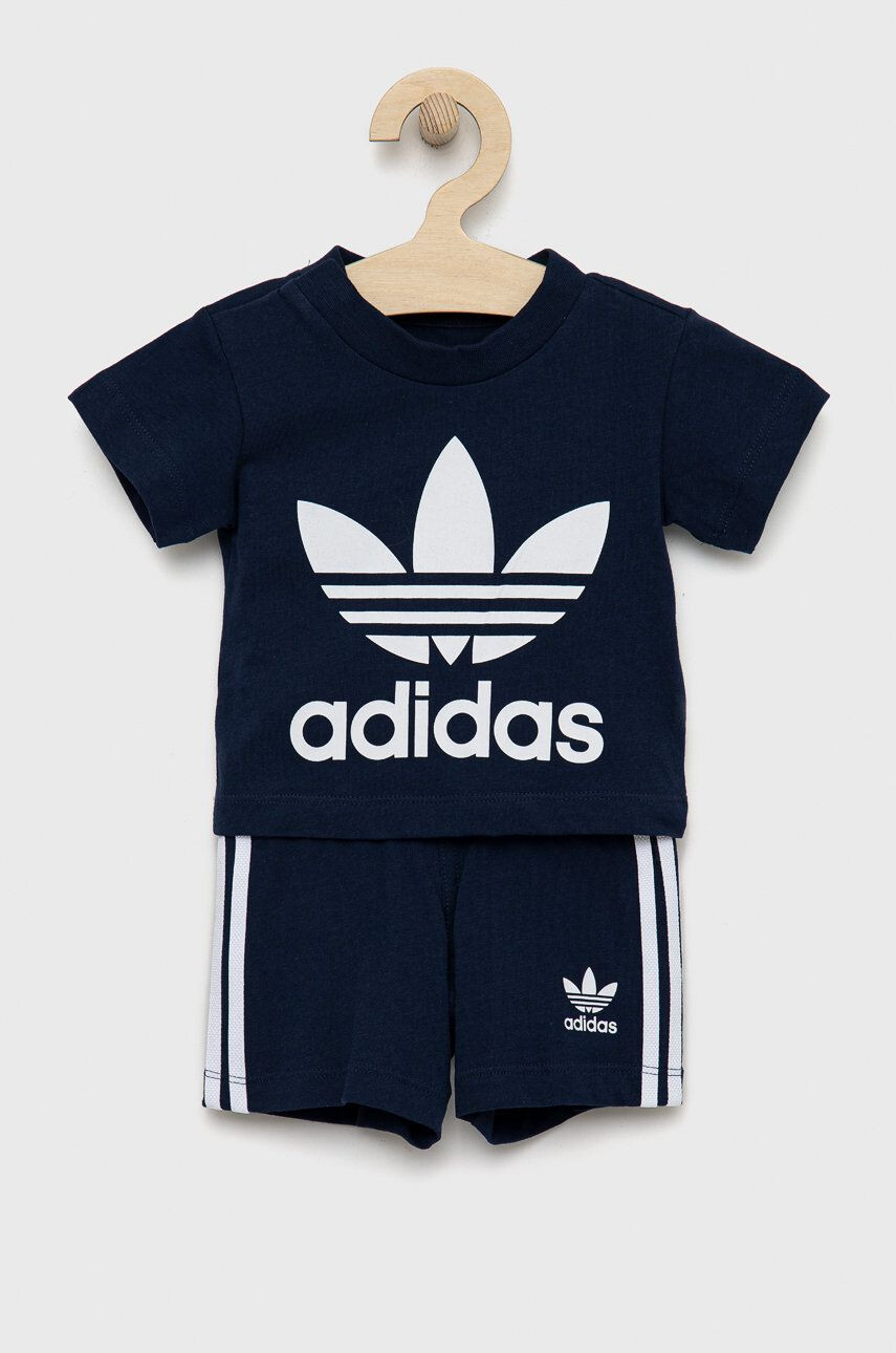 adidas Originals Bavlněná tepláková souprava pro miminka tmavomodrá barva - Pepit.cz