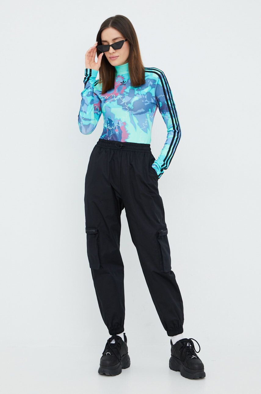 adidas Originals Bavlněné kalhoty Trefoil Moments HF2113 dámské černá barva - Pepit.cz