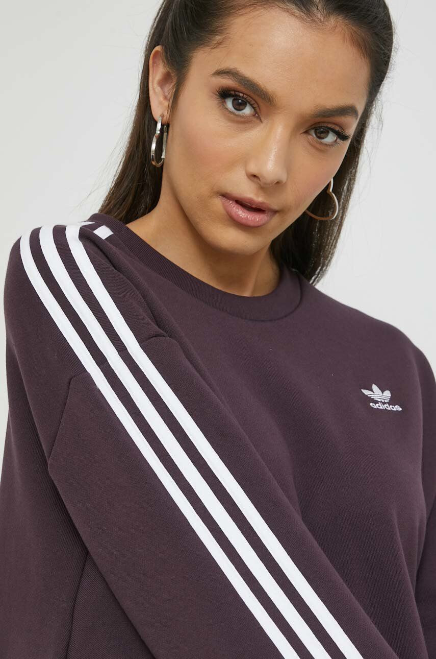 adidas Originals Bavlněné šaty fialová barva midi oversize - Pepit.cz