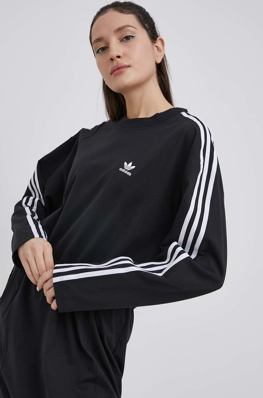 adidas Originals Bavlněné šaty Adicolor HC2059 černá barva midi oversize - Pepit.cz