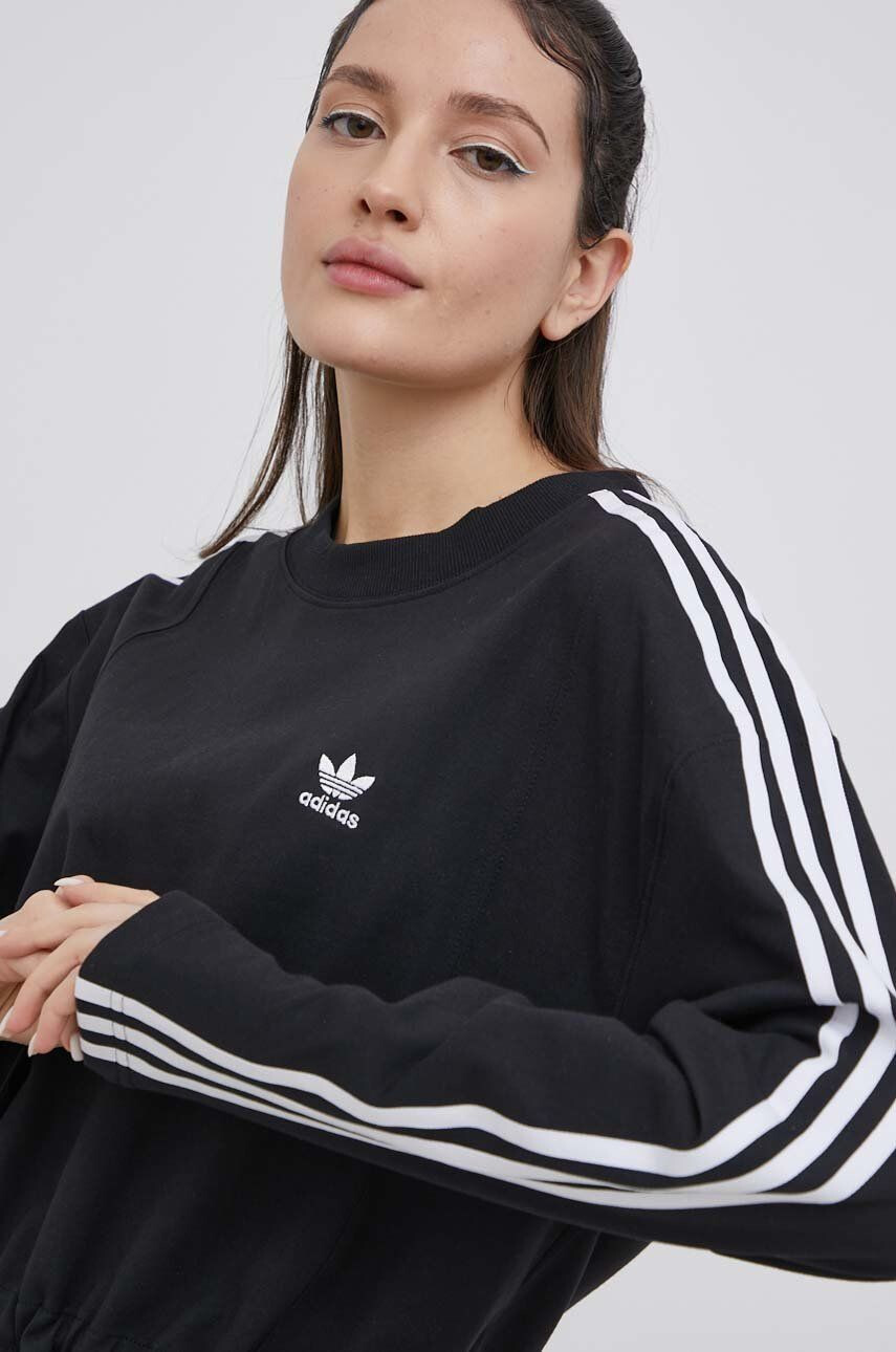 adidas Originals Bavlněné šaty Adicolor HC2059 černá barva midi oversize - Pepit.cz