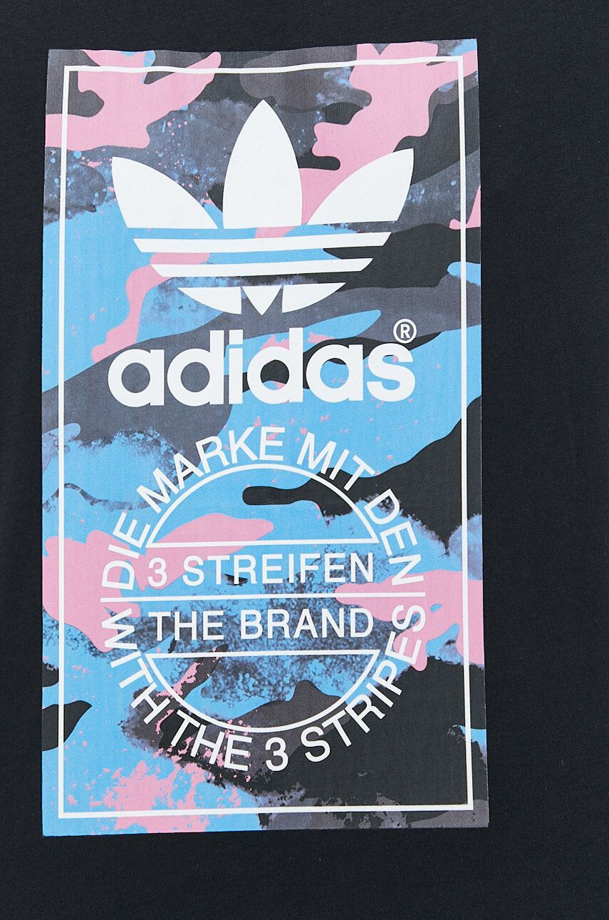 adidas Originals Bavlněné tričko černá barva s potiskem - Pepit.cz