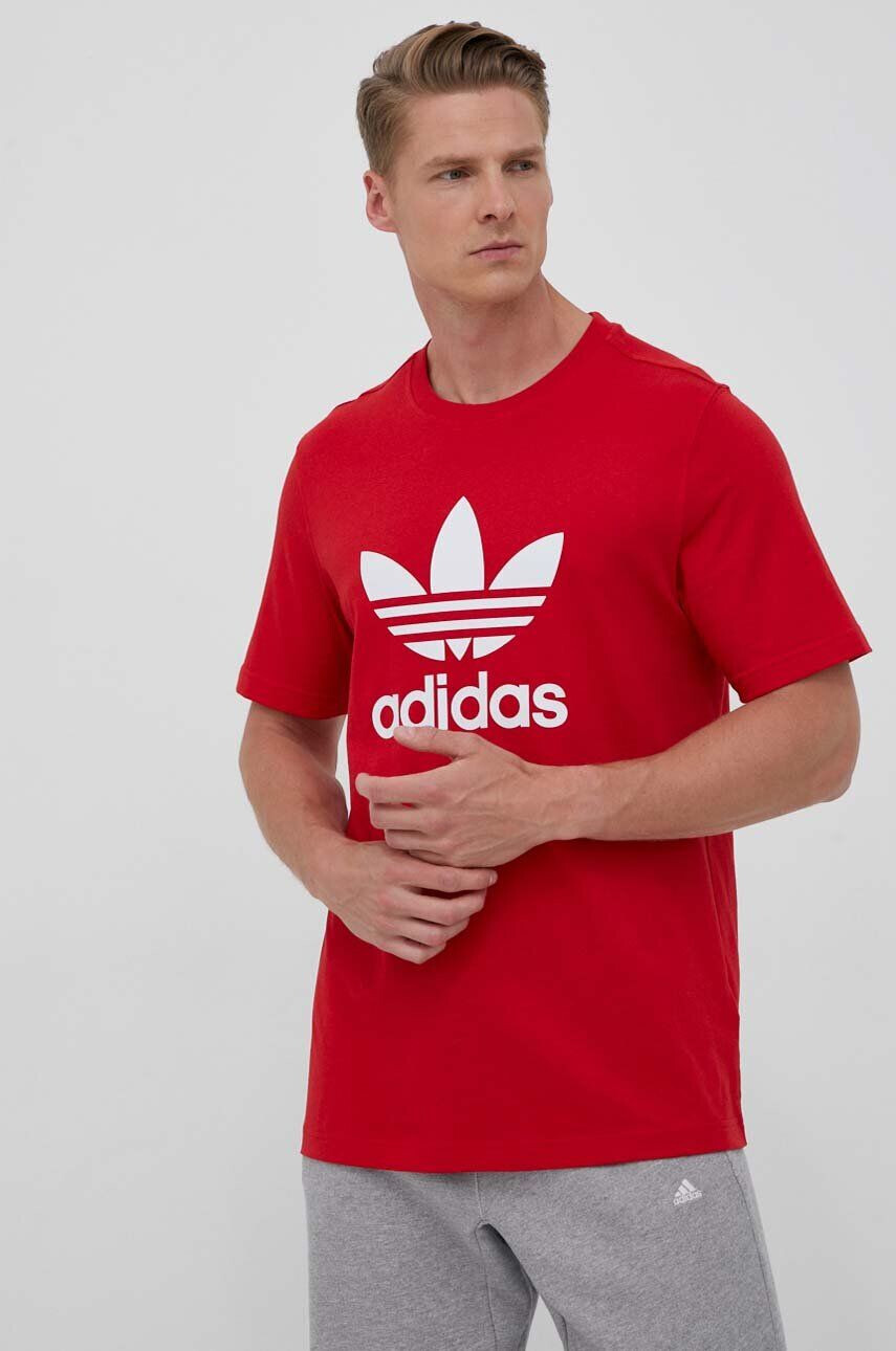 adidas Originals Bavlněné tričko béžová barva s potiskem - Pepit.cz