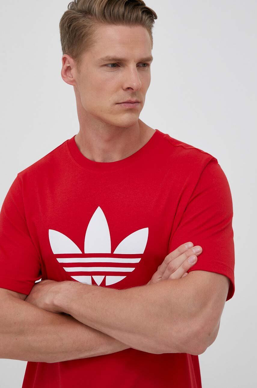 adidas Originals Bavlněné tričko béžová barva s potiskem - Pepit.cz