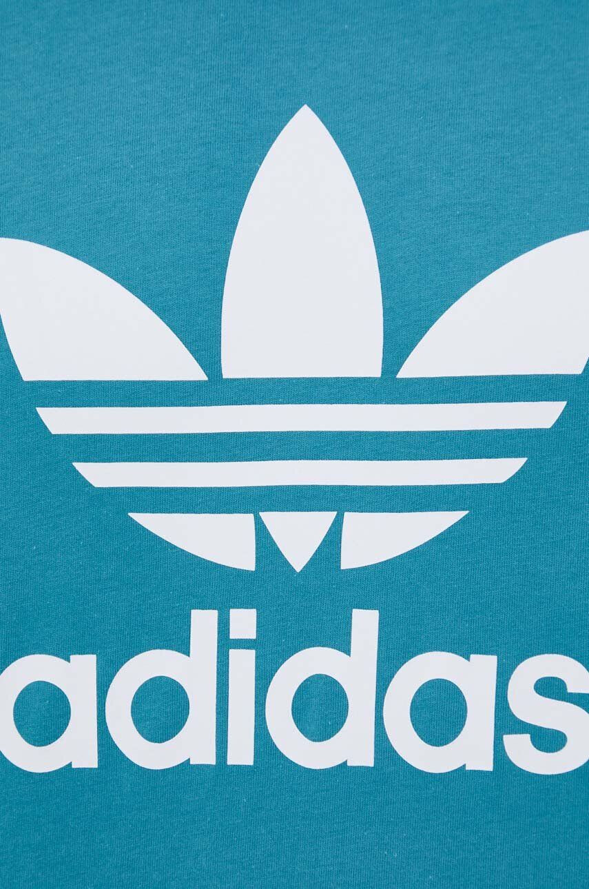 adidas Originals Bavlněné tričko tyrkysová barva s potiskem - Pepit.cz