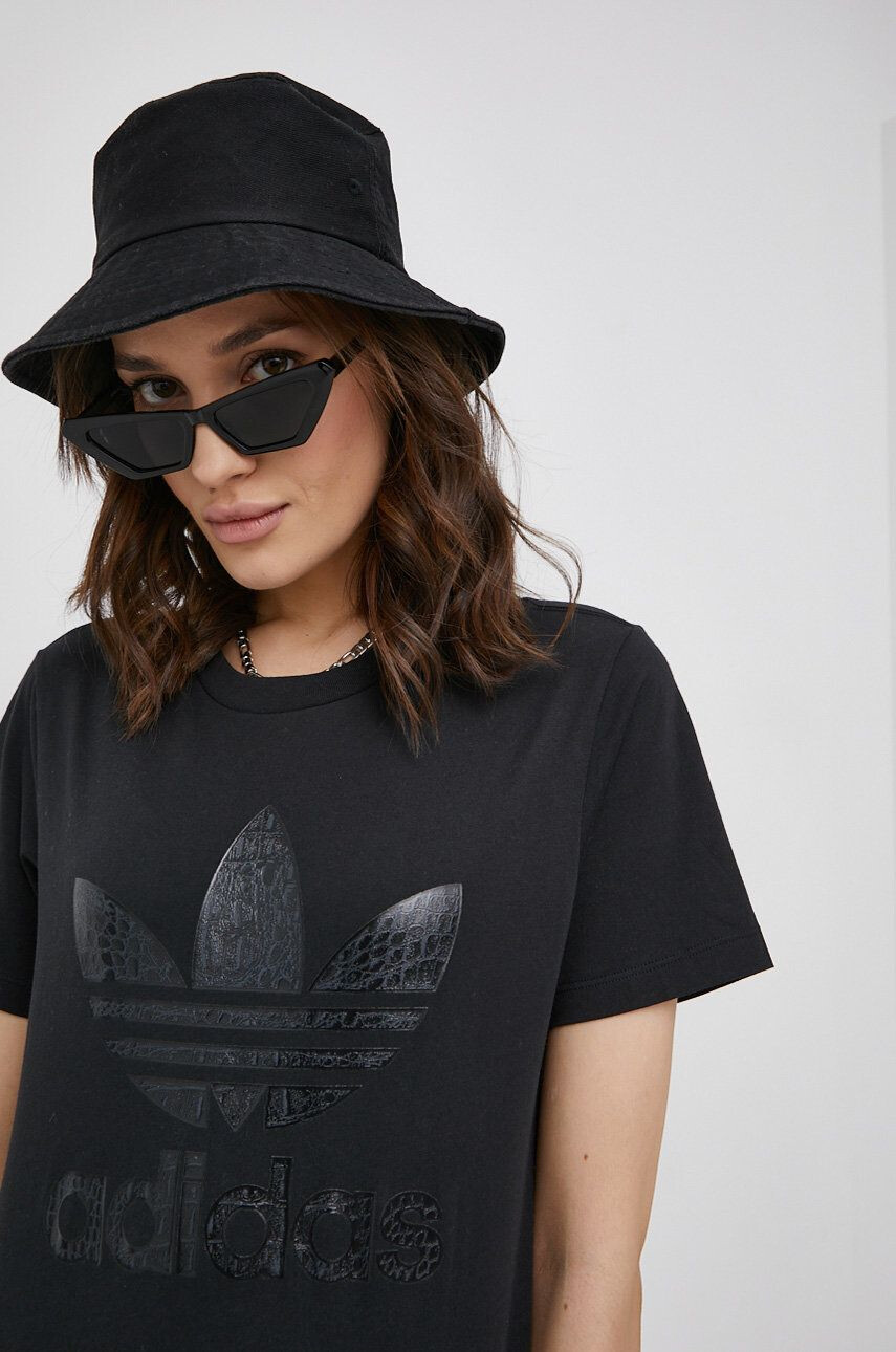 adidas Originals Bavlněné tričko tmavomodrá barva s potiskem - Pepit.cz