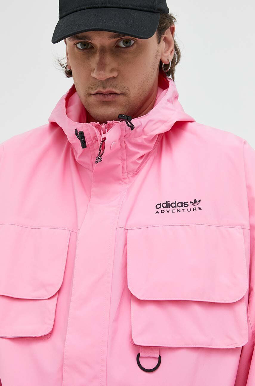 adidas Originals Bunda pánská růžová barva přechodná oversize - Pepit.cz