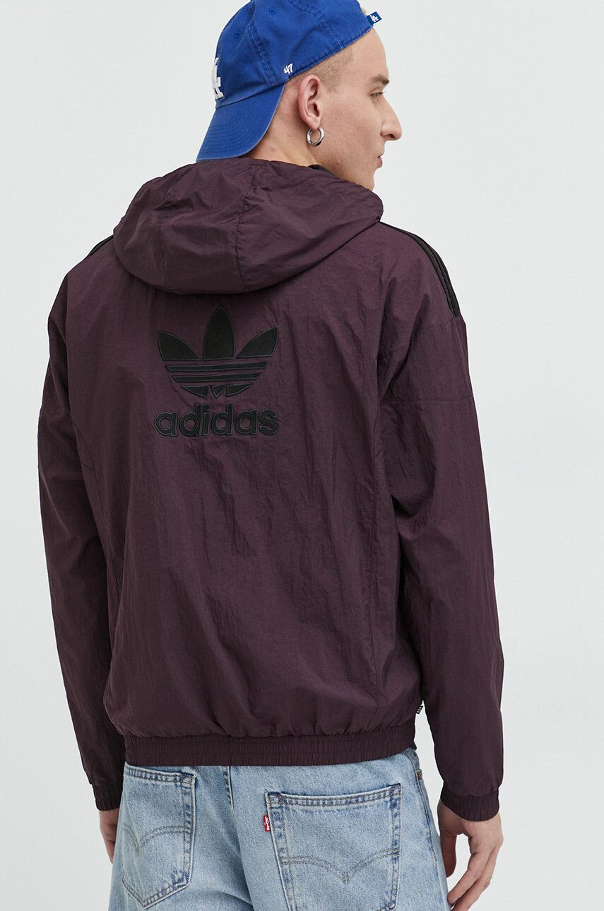 adidas Originals Bunda pánská fialová barva přechodná oversize - Pepit.cz