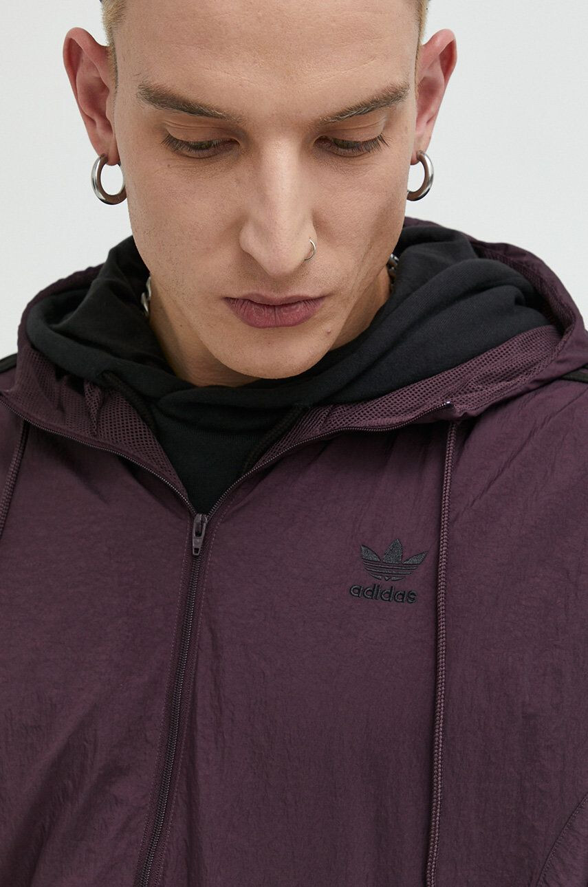 adidas Originals Bunda pánská fialová barva přechodná oversize - Pepit.cz