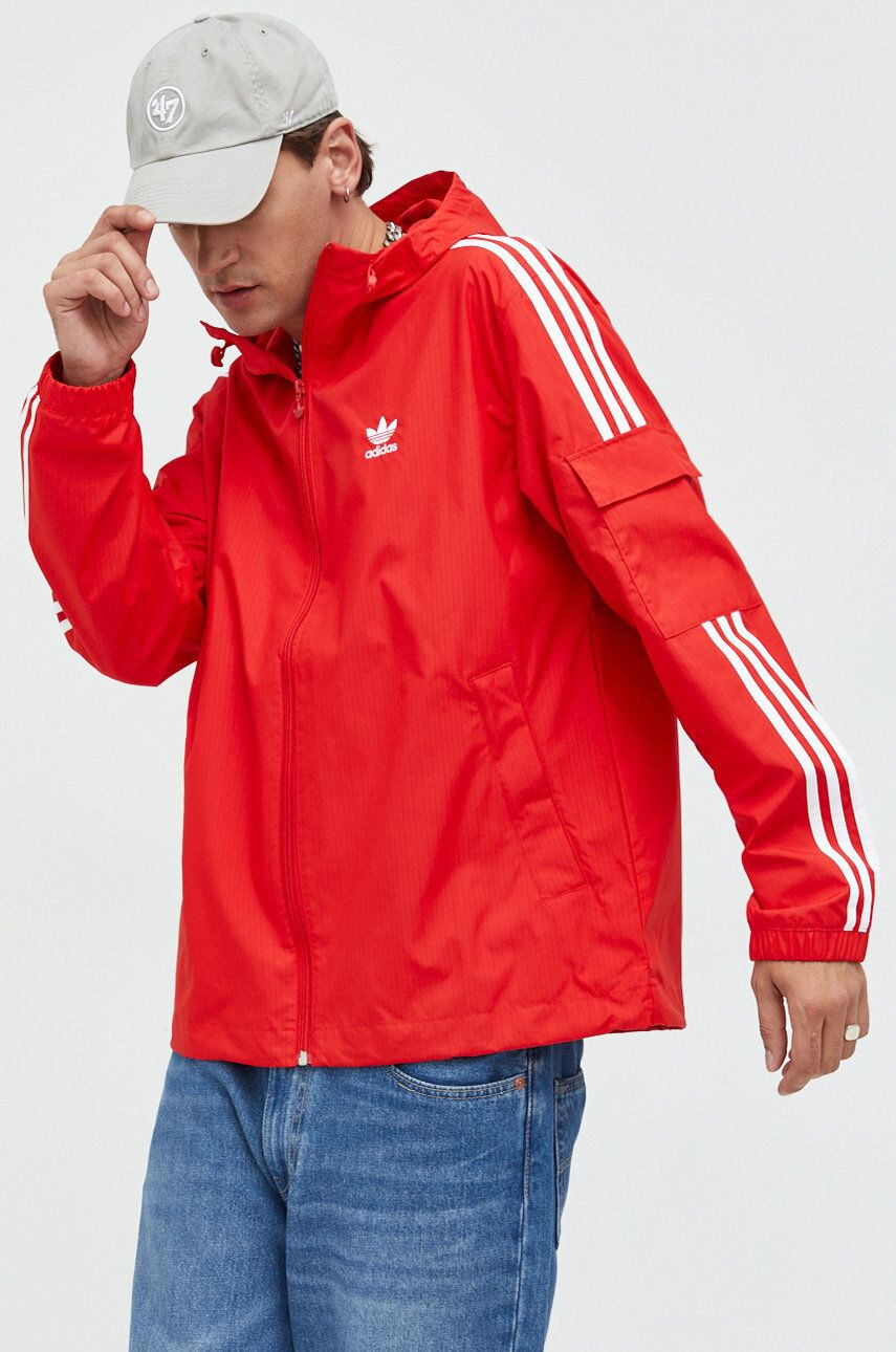 adidas Originals Bunda pánská červená barva přechodná - Pepit.cz