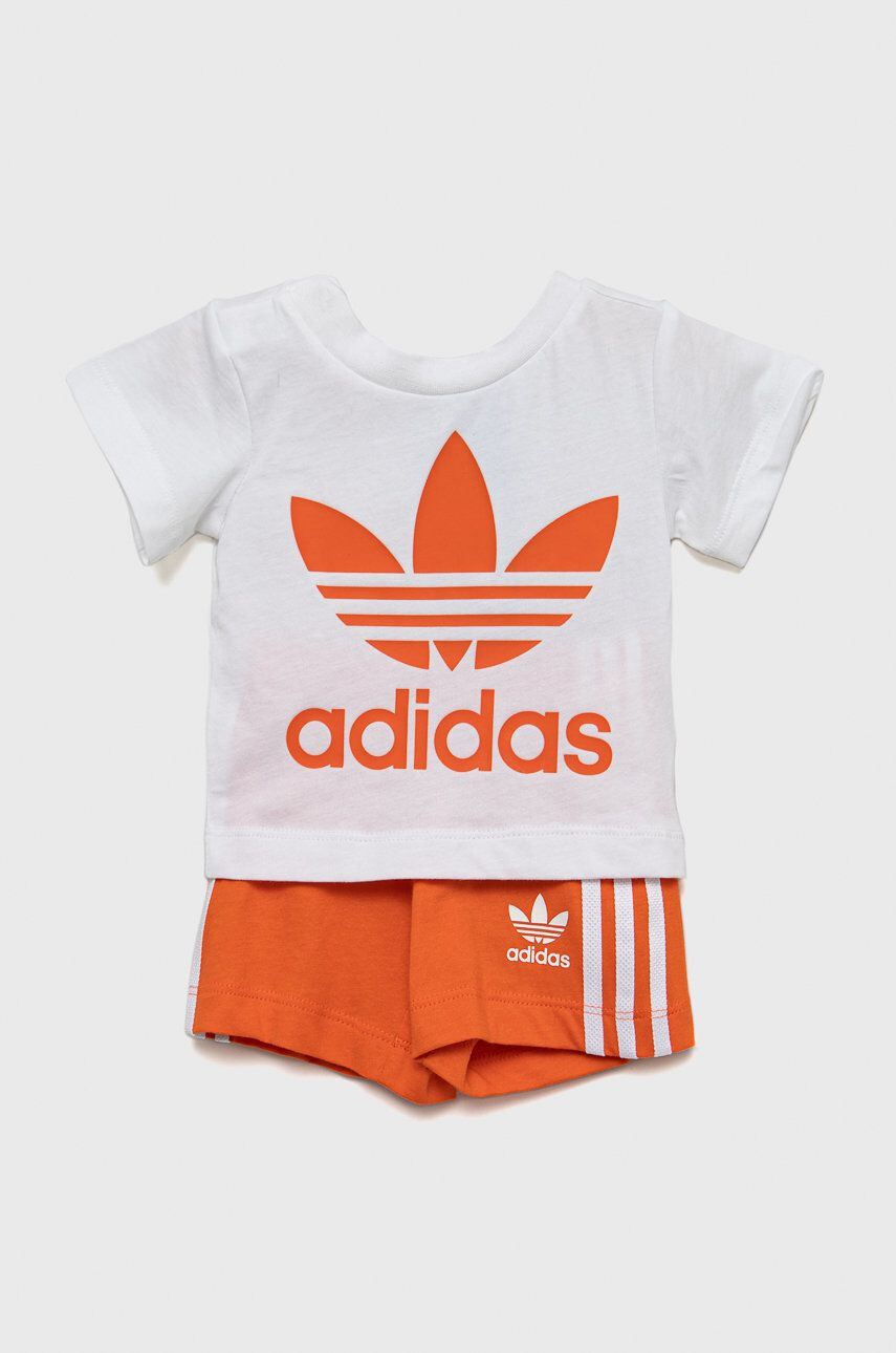 adidas Originals Dětská bavlněná souprava oranžová barva - Pepit.cz