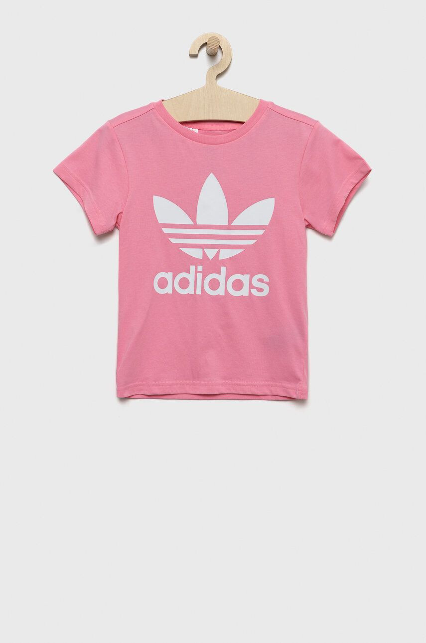 adidas Originals Dětské bavlněné tričko růžová barva - Pepit.cz