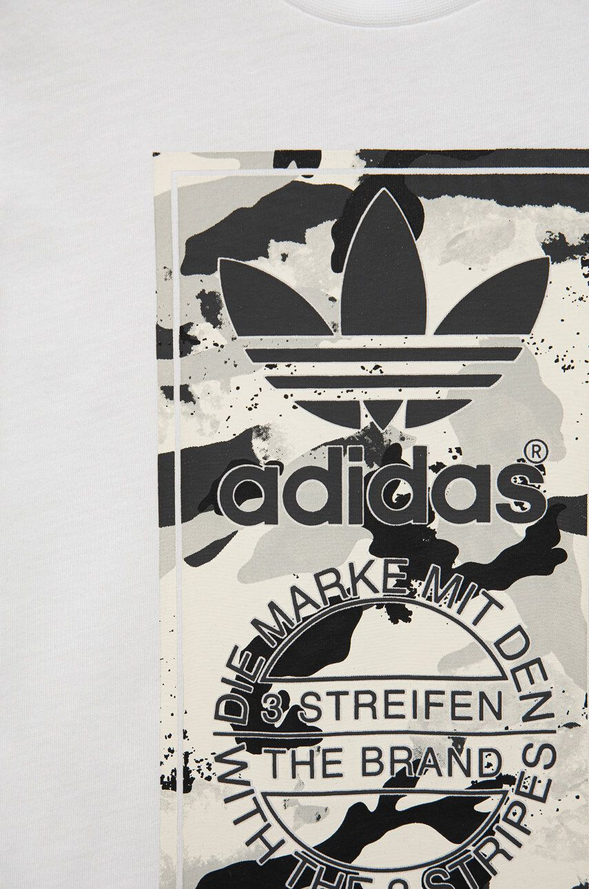 adidas Originals Dětské bavlněné tričko bílá barva s potiskem - Pepit.cz