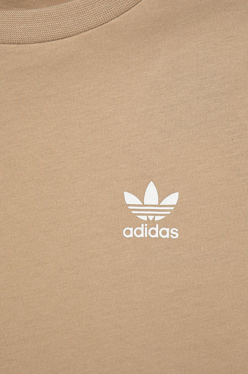 adidas Originals Dětské bavlněné tričko béžová barva s aplikací - Pepit.cz