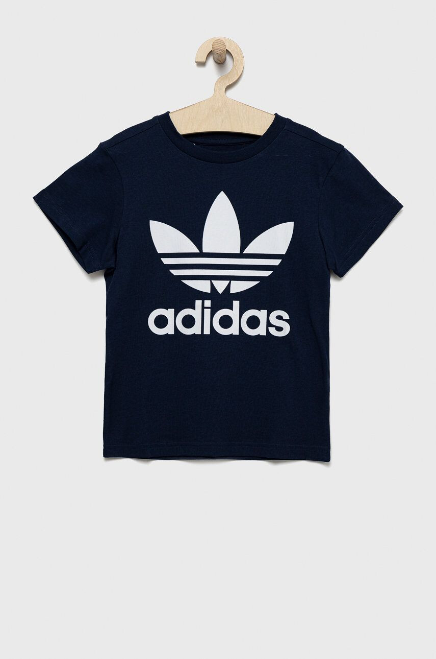 adidas Originals Dětské bavlněné tričko tmavomodrá barva s potiskem - Pepit.cz