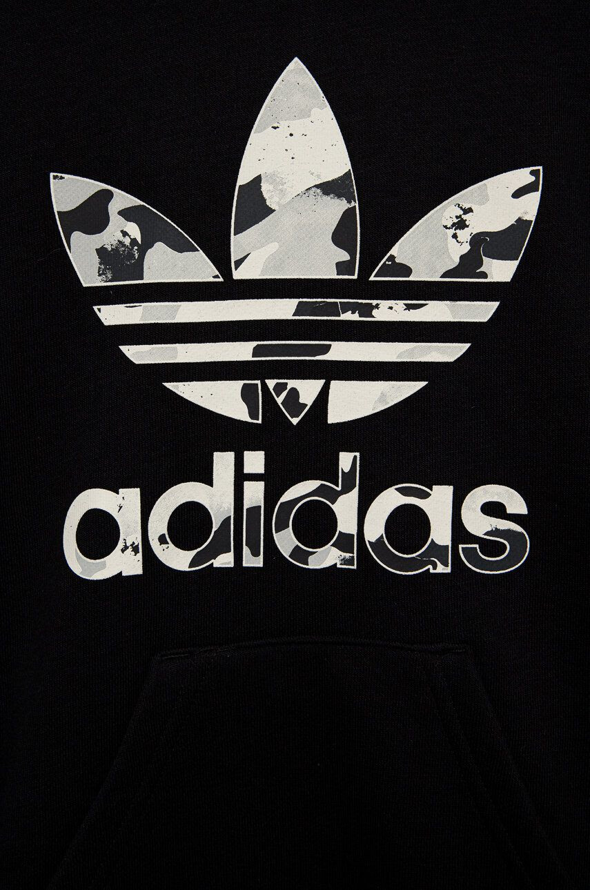 adidas Originals Dětská mikina černá barva s potiskem - Pepit.cz