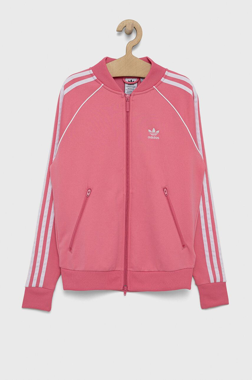 adidas Originals Dětská bavlněná mikina H34591 růžová barva s aplikací - Pepit.cz