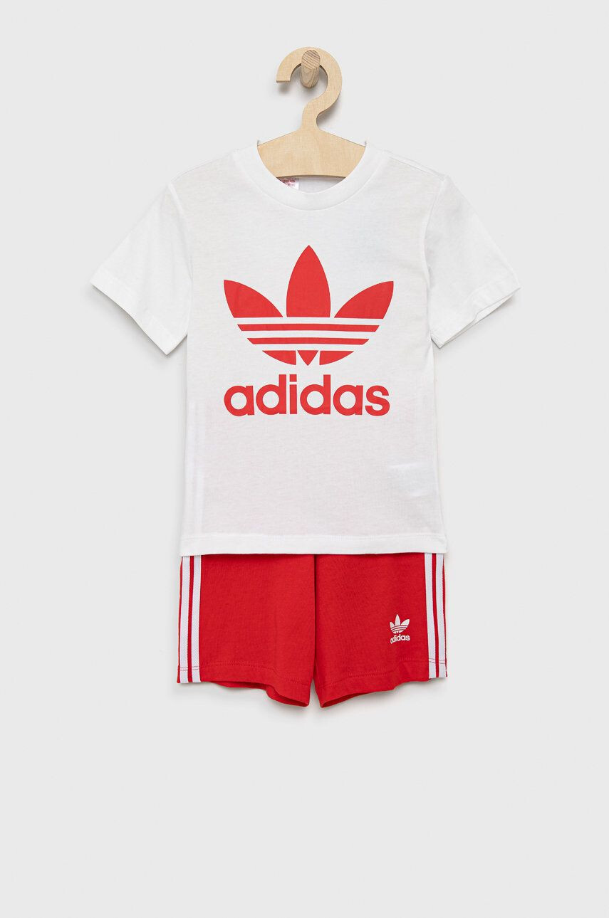 adidas Originals Dětská bavlněná souprava HE4659 červená barva - Pepit.cz