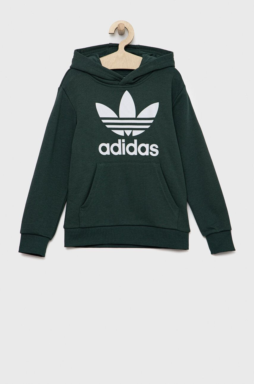 adidas Originals Dětská mikina zelená barva s potiskem - Pepit.cz