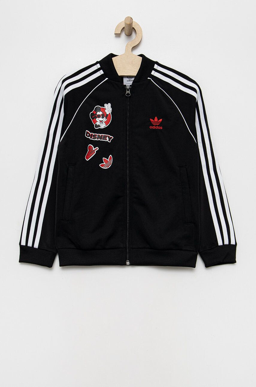 adidas Originals Dětská mikina HF7577 černá barva s potiskem - Pepit.cz