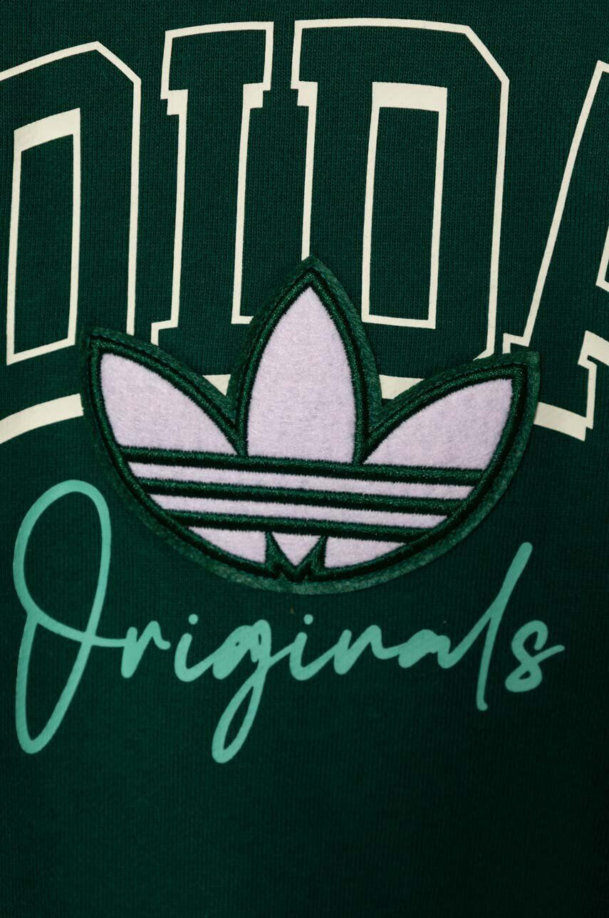 adidas Originals Dětská mikina zelená barva s potiskem - Pepit.cz