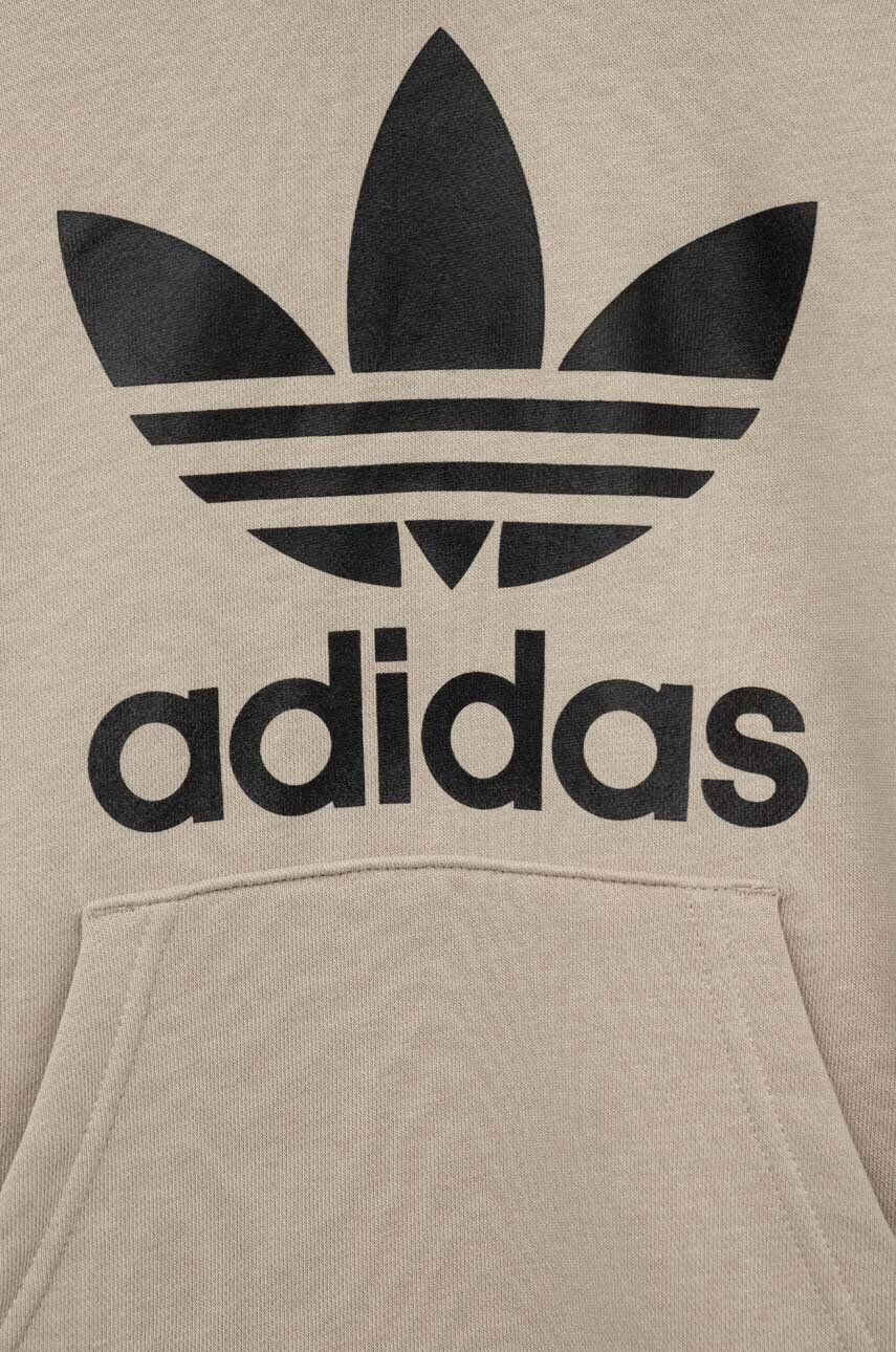 adidas Originals Dětská mikina TREFOIL béžová barva s kapucí s potiskem - Pepit.cz