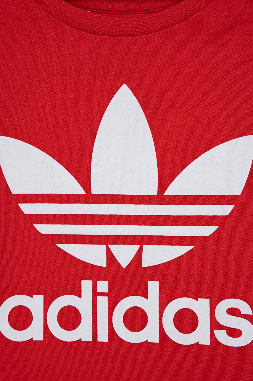 adidas Originals Dětské bavlněné tričko HC9586 červená barva s potiskem - Pepit.cz