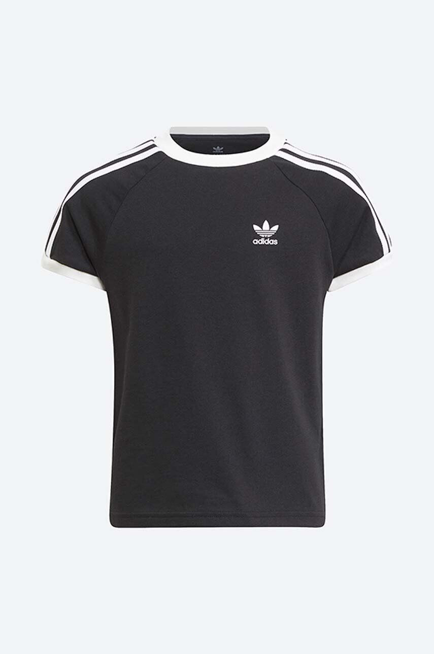 adidas Originals Dětské bavlněné tričko 3STRIPES TEE černá barva s aplikací - Pepit.cz