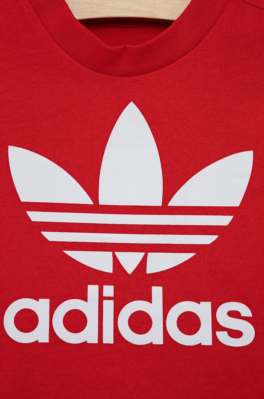 adidas Originals Dětské bavlněné tričko HE2189 červená barva s potiskem - Pepit.cz