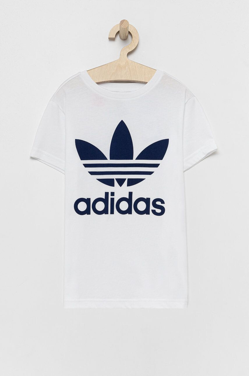 adidas Originals Dětské bavlněné tričko bílá barva s potiskem - Pepit.cz