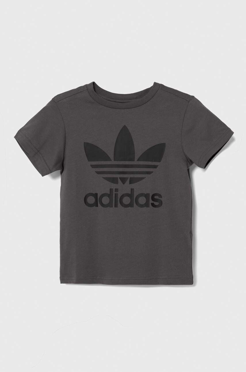 adidas Originals Dětské bavlněné tričko TREFOIL šedá barva - Pepit.cz