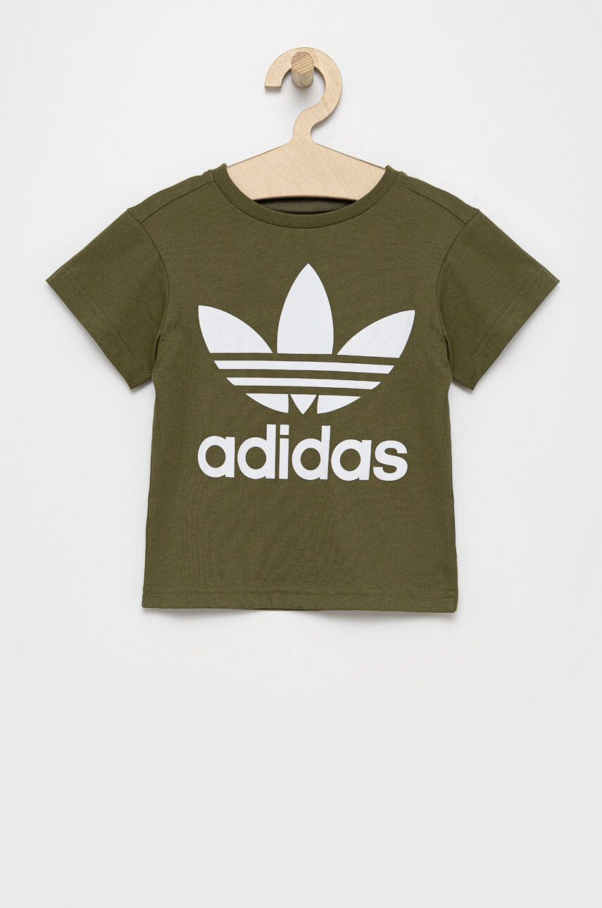 adidas Originals Dětské tričko HC1984 zelená barva s potiskem - Pepit.cz