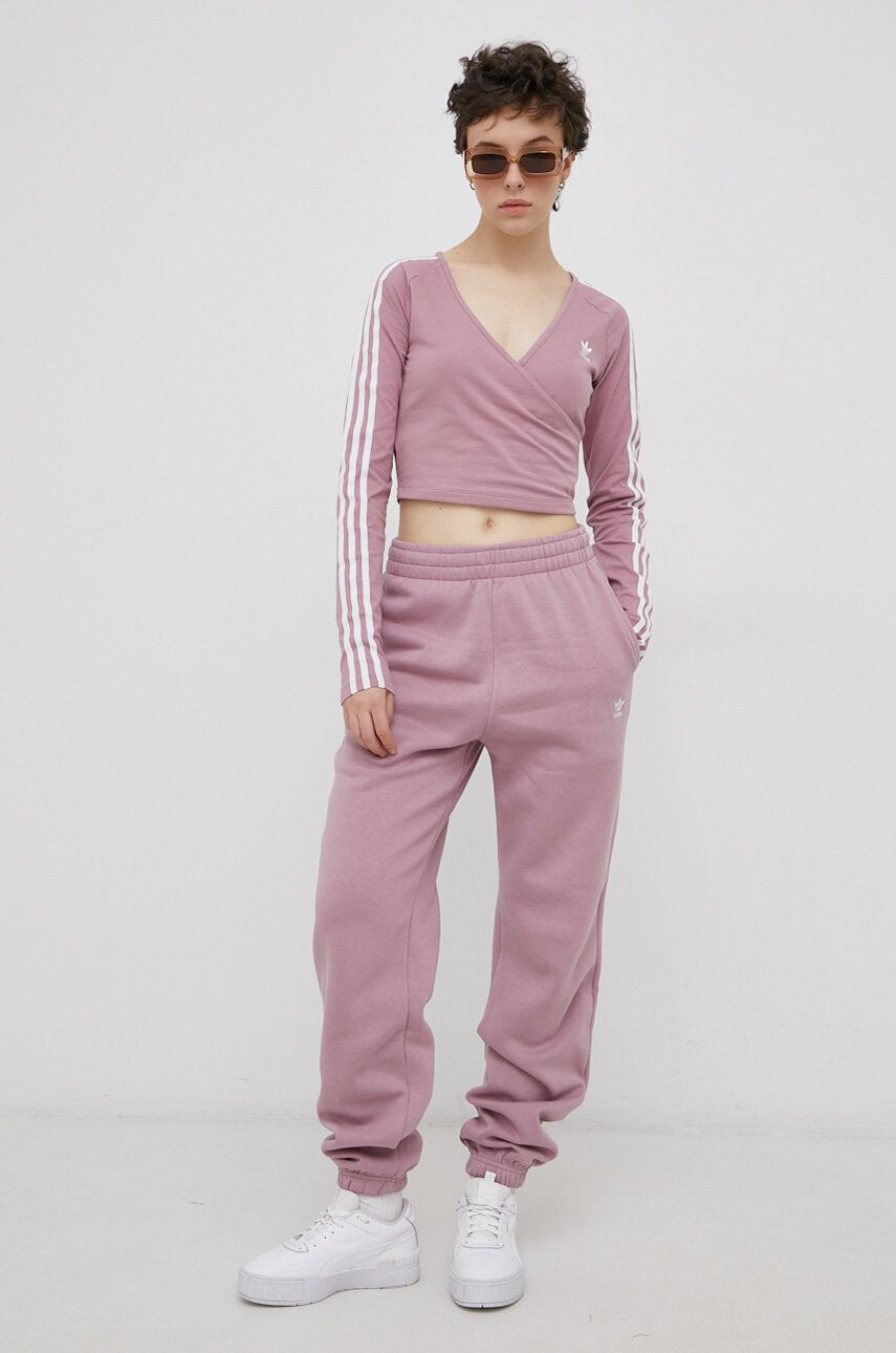 adidas Originals Kalhoty HF7515 dámské růžová barva hladké - Pepit.cz