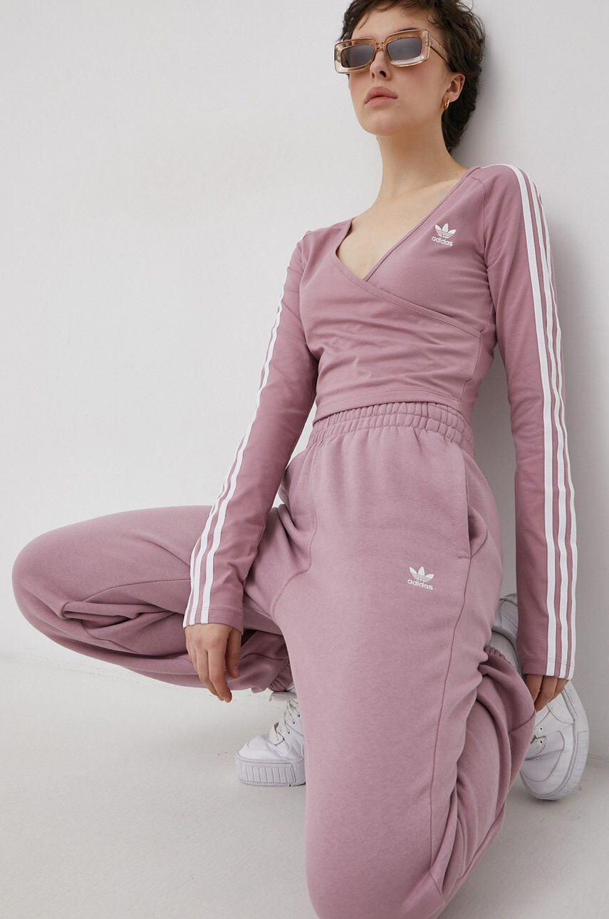 adidas Originals Kalhoty HF7515 dámské růžová barva hladké - Pepit.cz